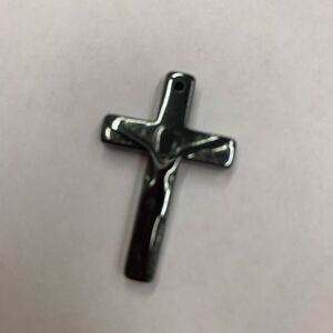 Dark Gray Metallic Cross Charm Pendant